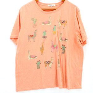Indigo Soul Shirt Womens Pink Orange Animals Graphic Logo Lightweight Size 2XL
